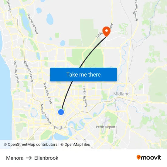 Menora to Ellenbrook map