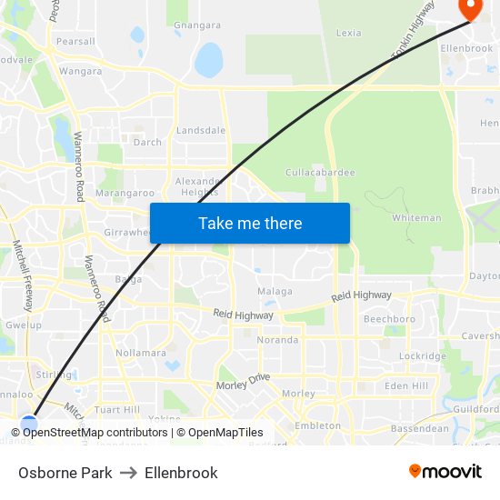 Osborne Park to Ellenbrook map