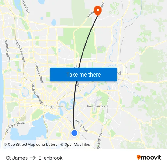 St James to Ellenbrook map