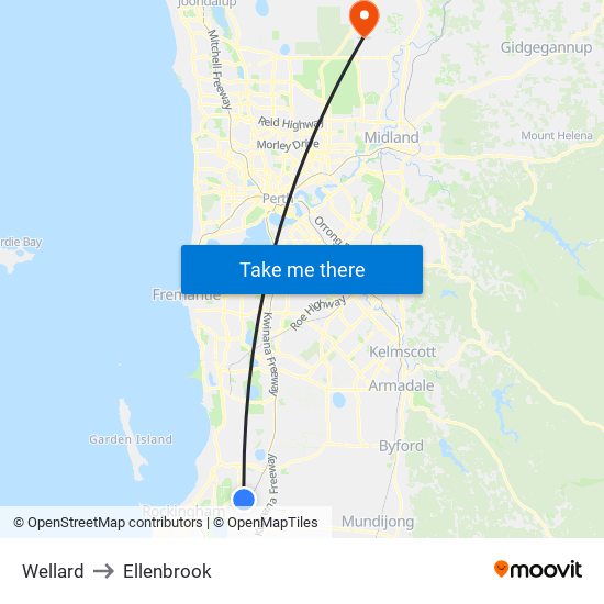 Wellard to Ellenbrook map