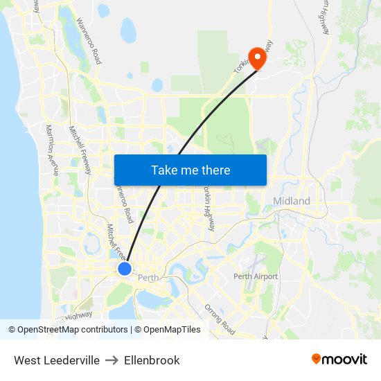 West Leederville to Ellenbrook map