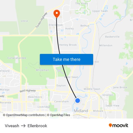 Viveash to Ellenbrook map