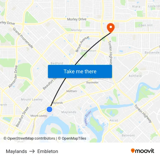Maylands to Embleton map