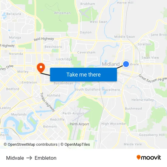 Midvale to Embleton map