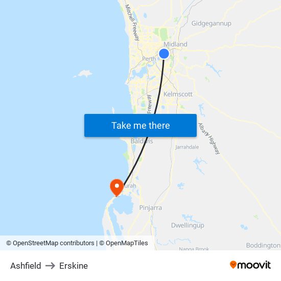 Ashfield to Erskine map