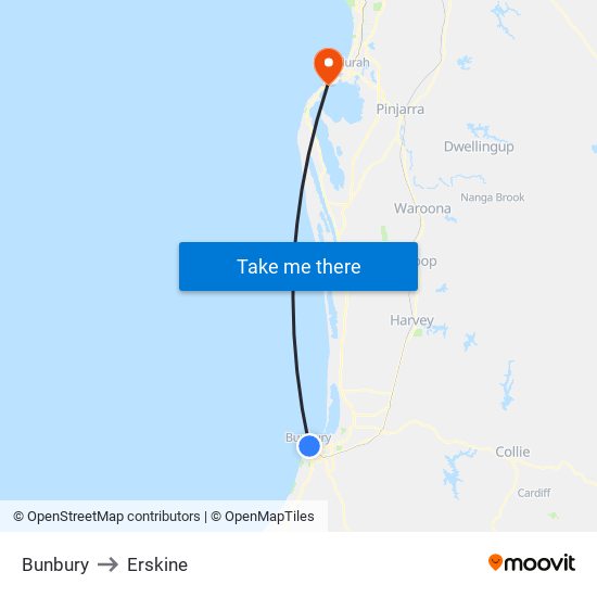 Bunbury to Erskine map