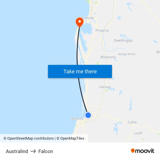 Australind to Falcon map