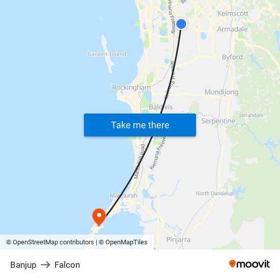 Banjup to Falcon map