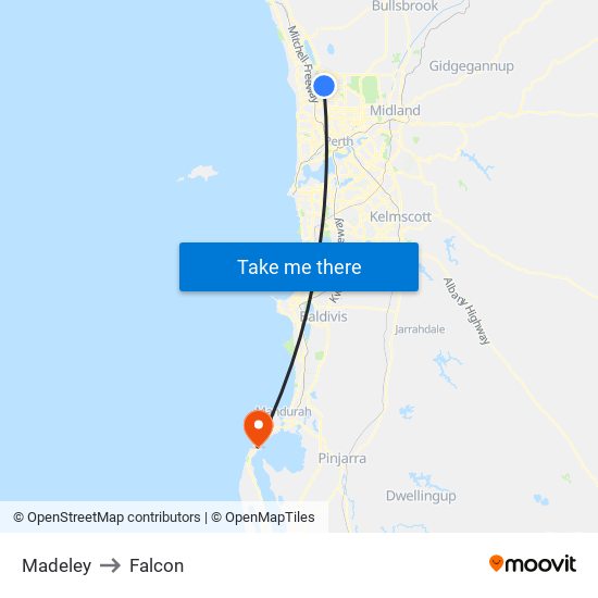 Madeley to Falcon map