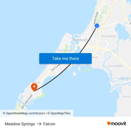 Meadow Springs to Falcon map