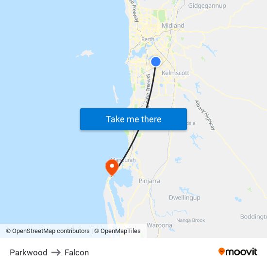 Parkwood to Falcon map