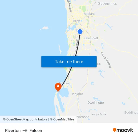 Riverton to Falcon map