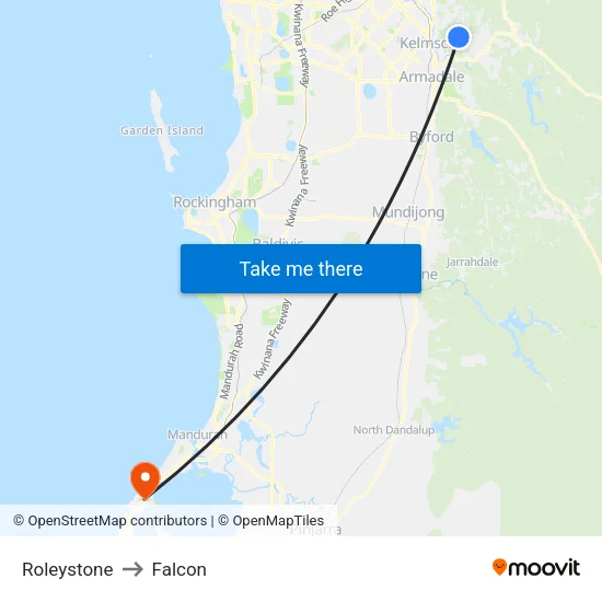 Roleystone to Falcon map