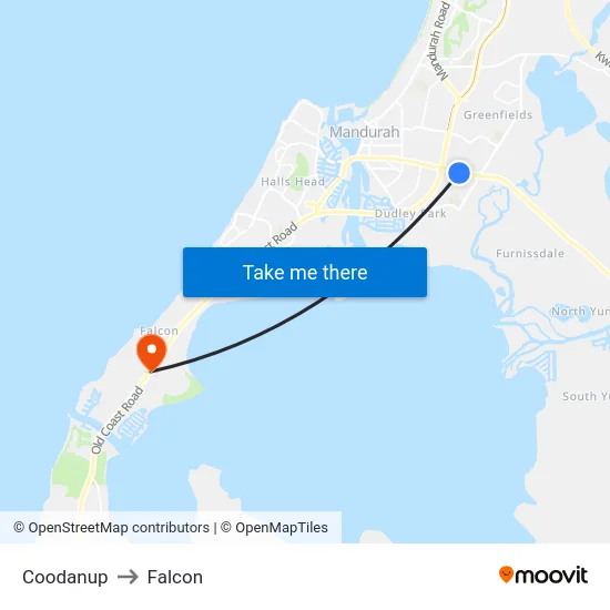Coodanup to Falcon map