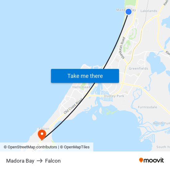 Madora Bay to Falcon map