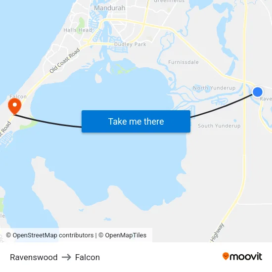 Ravenswood to Falcon map