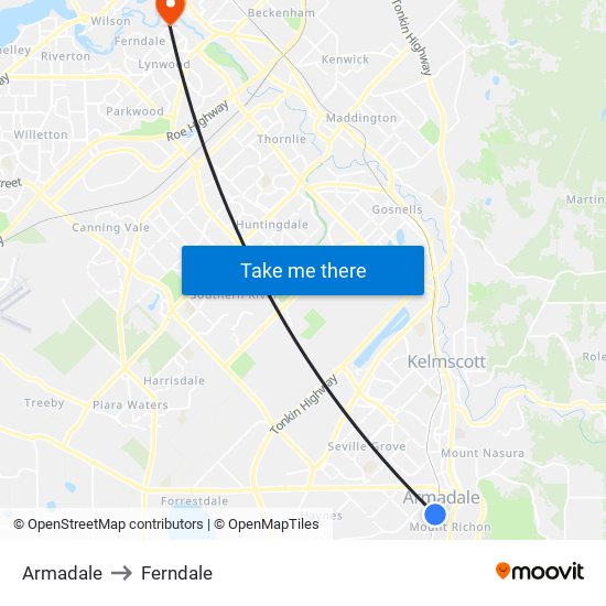 Armadale to Ferndale map