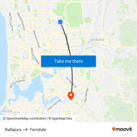 Ballajura to Ferndale map