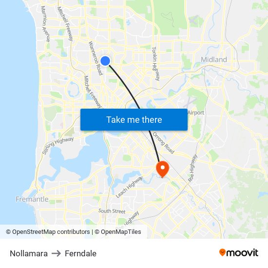 Nollamara to Ferndale map