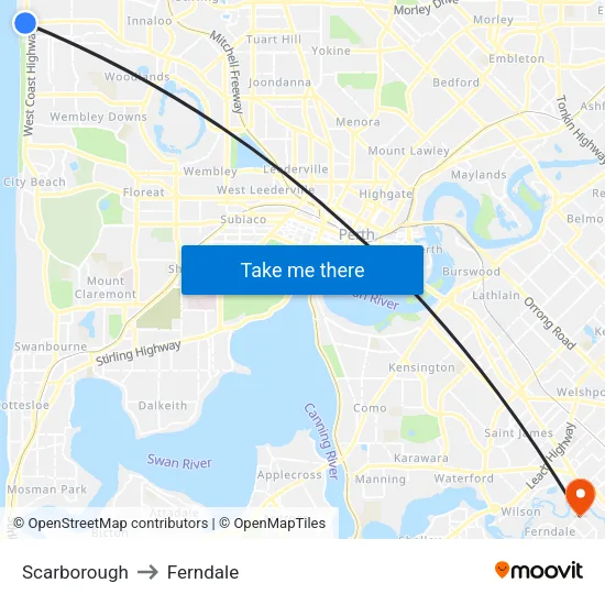 Scarborough to Ferndale map