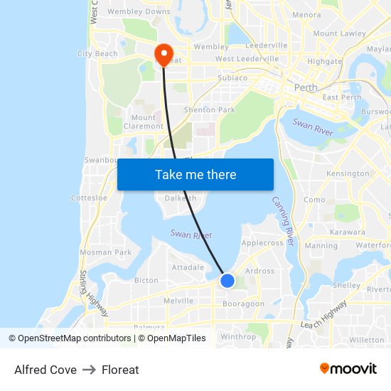 Alfred Cove to Floreat map