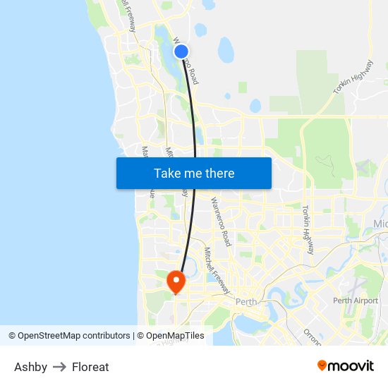 Ashby to Floreat map