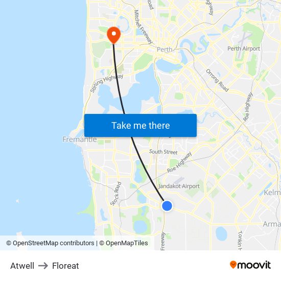 Atwell to Floreat map