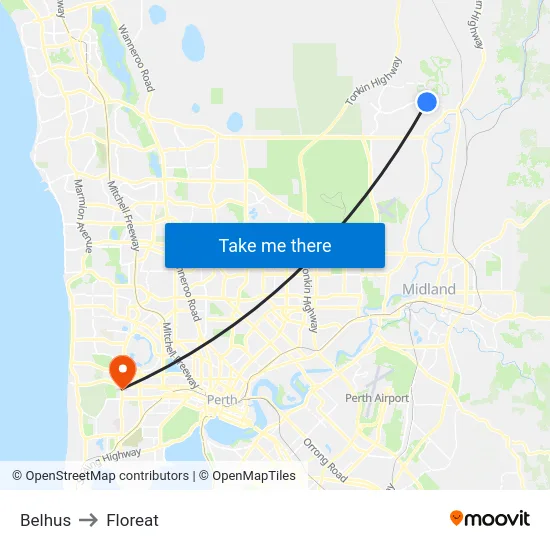 Belhus to Floreat map
