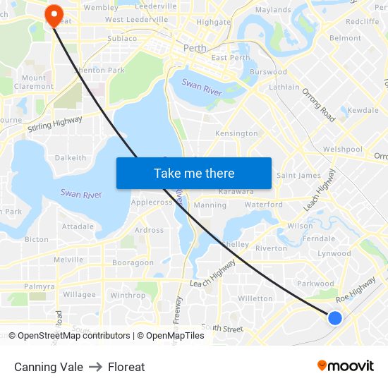 Canning Vale to Floreat map