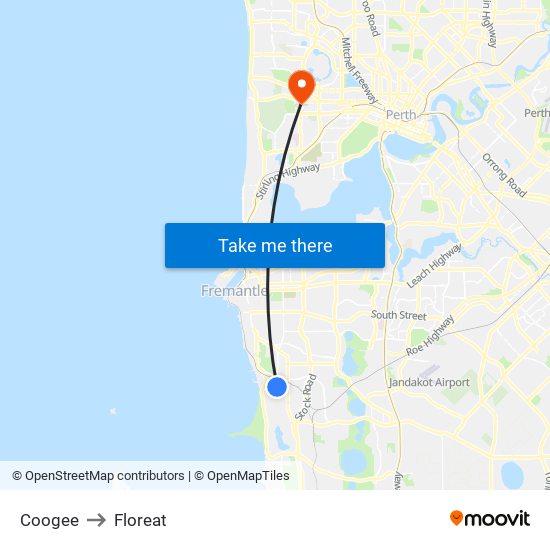 Coogee to Floreat map