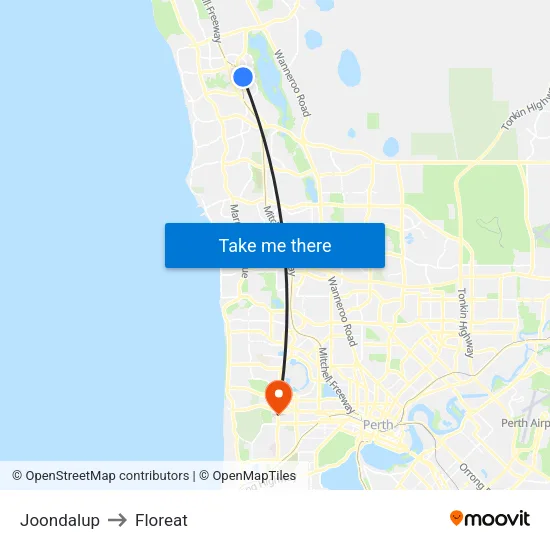 Joondalup to Floreat map
