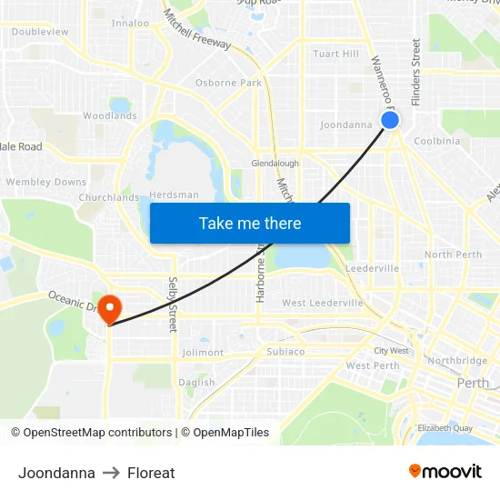 Joondanna to Floreat map