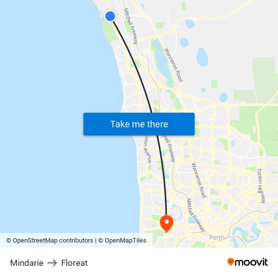 Mindarie to Floreat map