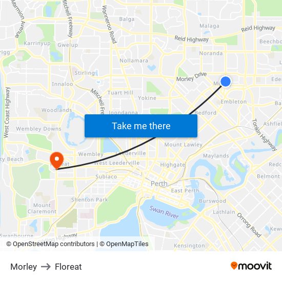 Morley to Floreat map