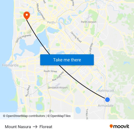 Mount Nasura to Floreat map