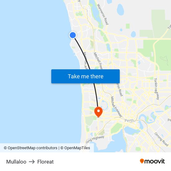 Mullaloo to Floreat map