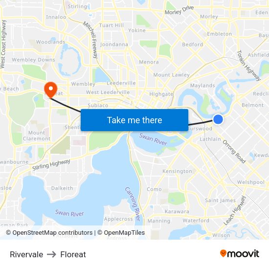 Rivervale to Floreat map