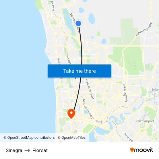 Sinagra to Floreat map