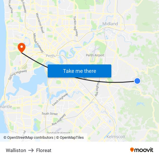 Walliston to Floreat map