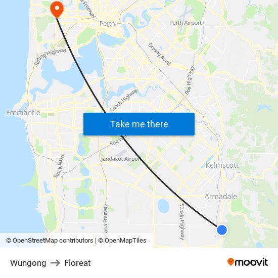 Wungong to Floreat map