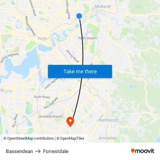 Bassendean to Forrestdale map