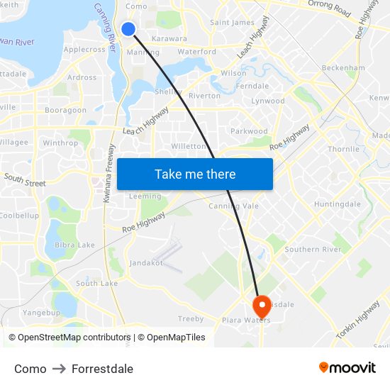 Como to Forrestdale map