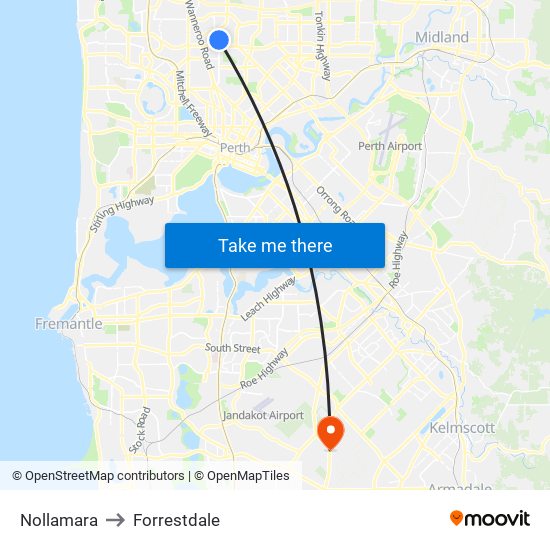 Nollamara to Forrestdale map