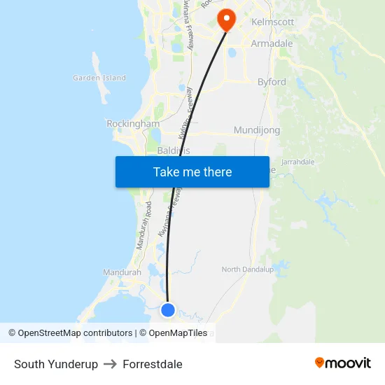 South Yunderup to Forrestdale map
