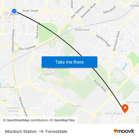 Murdoch Station to Forrestdale map