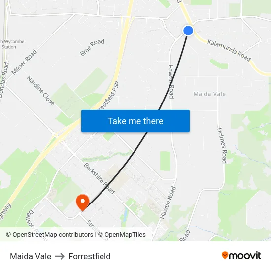 Maida Vale to Forrestfield map