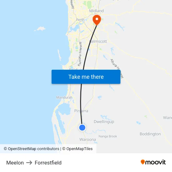 Meelon to Forrestfield map