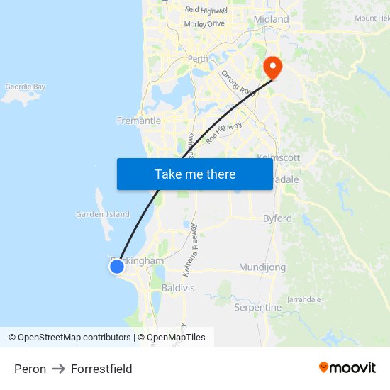 Peron to Forrestfield map