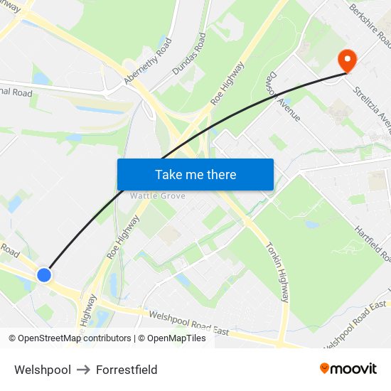 Welshpool to Forrestfield map