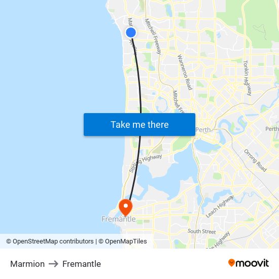 Marmion to Fremantle map